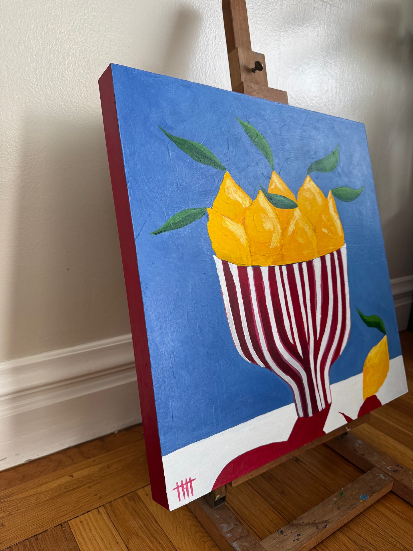 Lemons in red & white stripe