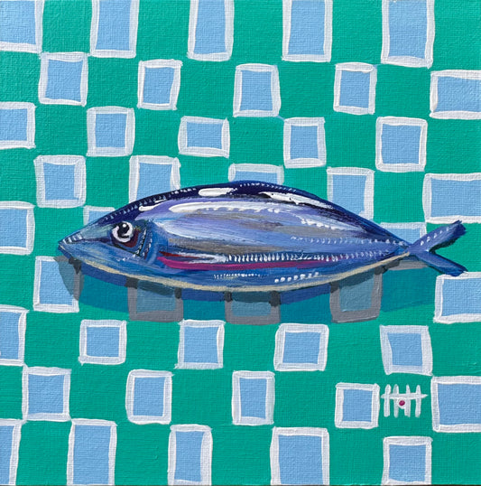 Blue and green checkerboard mini